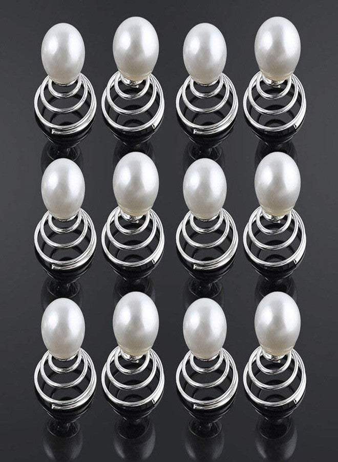 EPARTY-20 PCS 10 Pcs Spiral Hair Pins Swirl Hair Twists Coils Hair Clips Wedding Bridal Rhinestone Pearl Metal Spiral Twist Hairpins Hair Accessories - Image 1