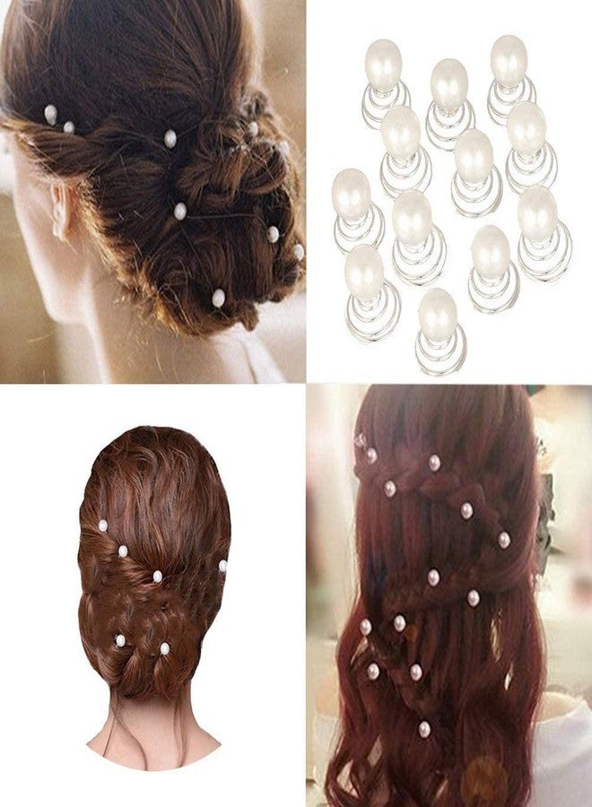 EPARTY-20 PCS 10 Pcs Spiral Hair Pins Swirl Hair Twists Coils Hair Clips Wedding Bridal Rhinestone Pearl Metal Spiral Twist Hairpins Hair Accessories - Image 2