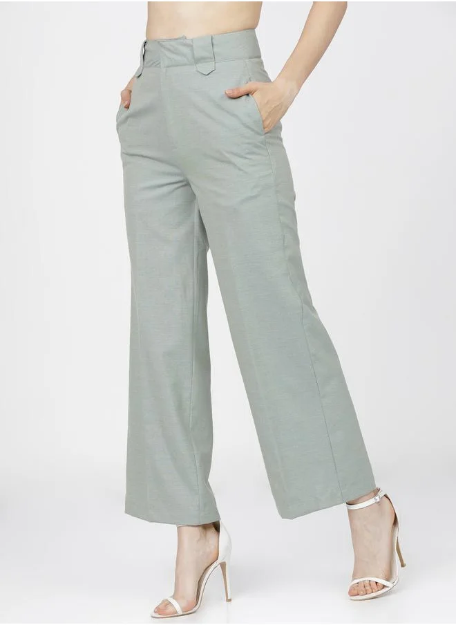 طوكيو توكيز Textured Flared Trousers with Wide Belt Loops by Styli