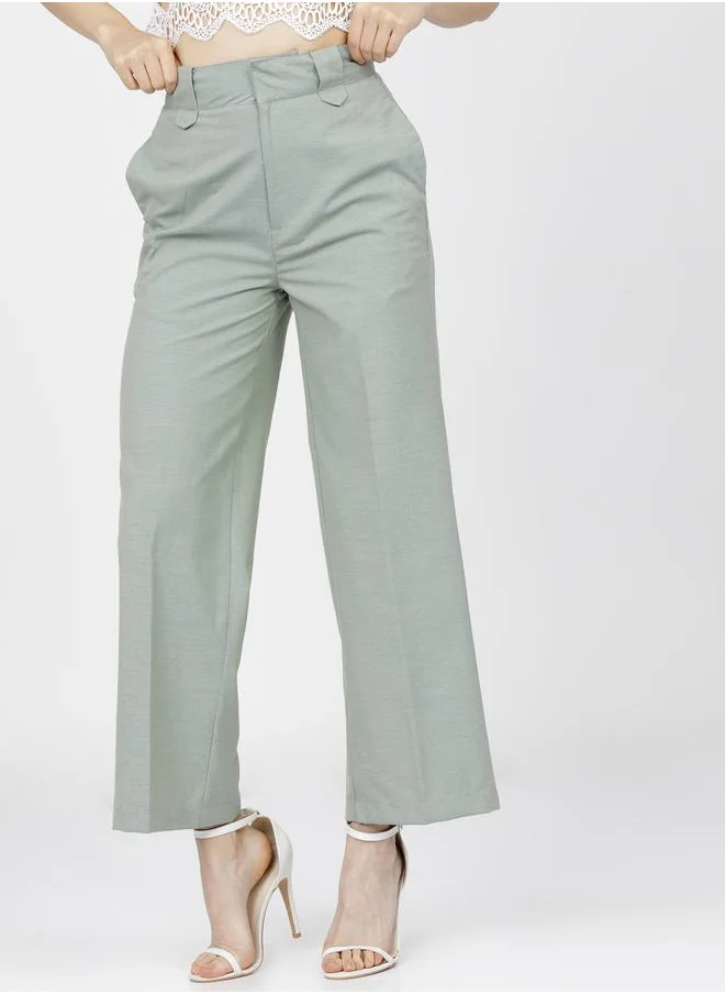 طوكيو توكيز Textured Flared Trousers with Wide Belt Loops by Styli