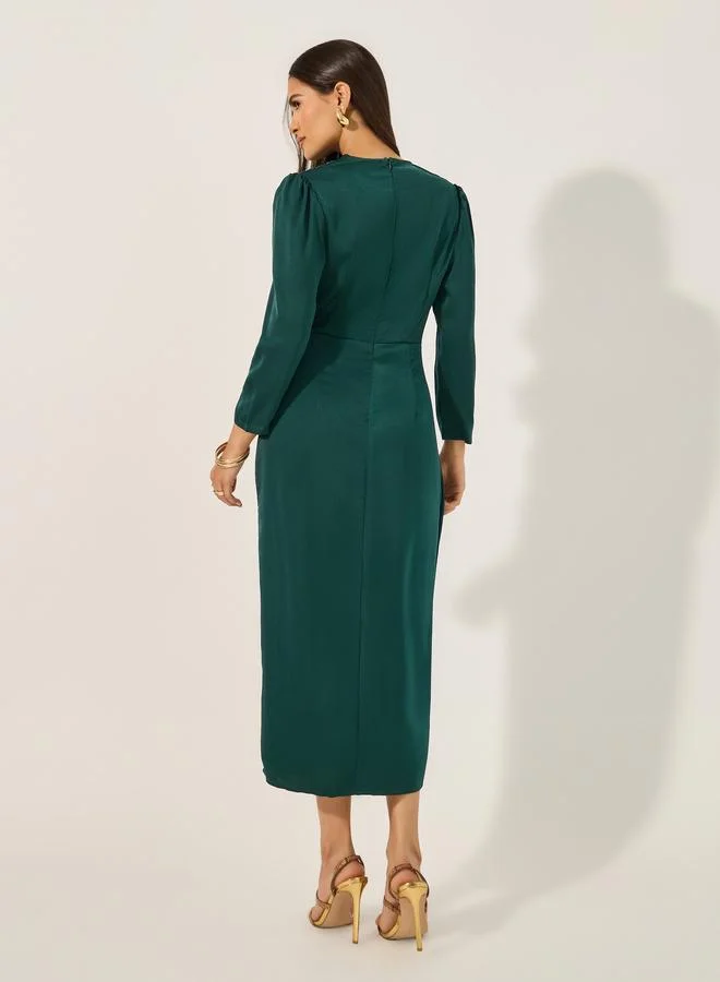 Styli Emerald Satin Dress