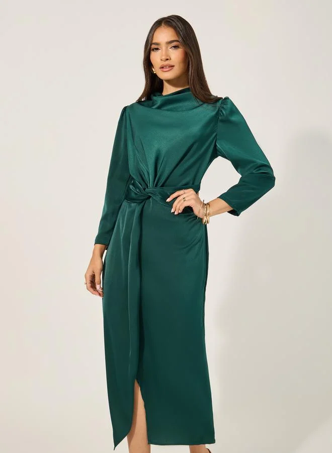 Styli Emerald Satin Dress