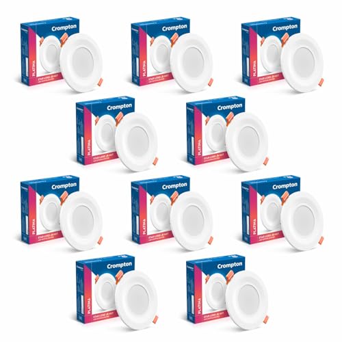 Crompton Star Lord JBNXT Junction Box Downlighter | 5W | Round | Cool White | Pack of 10 | Junction Box | Cutout: 3 inch, 75 mm | For use in halls, bedroom, kitchens, office, stores - Image 1