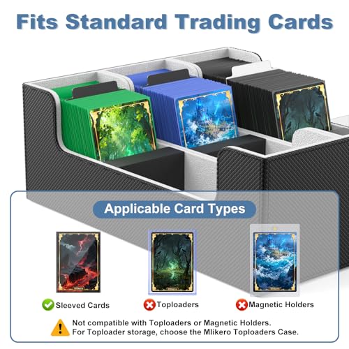 Mlikero Trading Card Storage Box Bulk Card Storage for 1800 Sleeved Cards PU Leather Magnetic Closure Card Organizer with 10 Dividers  3 Foam Stoppers Fit for MTG TCG and Sports Cards - Image 5