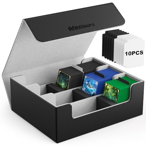 Mlikero Trading Card Storage Box Bulk Card Storage for 1800 Sleeved Cards PU Leather Magnetic Closure Card Organizer with 10 Dividers  3 Foam Stoppers Fit for MTG TCG and Sports Cards - Image 1