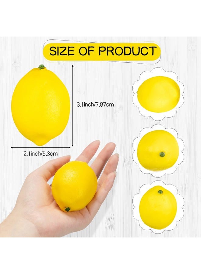 Cindeer Fake Lemons Fake Fruit Faux Yellow Lemon Decor Lifelike Simulation Artificial Fruit for Party Table Summer Kitchen Vase Filler Wreath Garland Photography Decoration(3.1 x 2.1 Inch,60 Pcs) - Image 2
