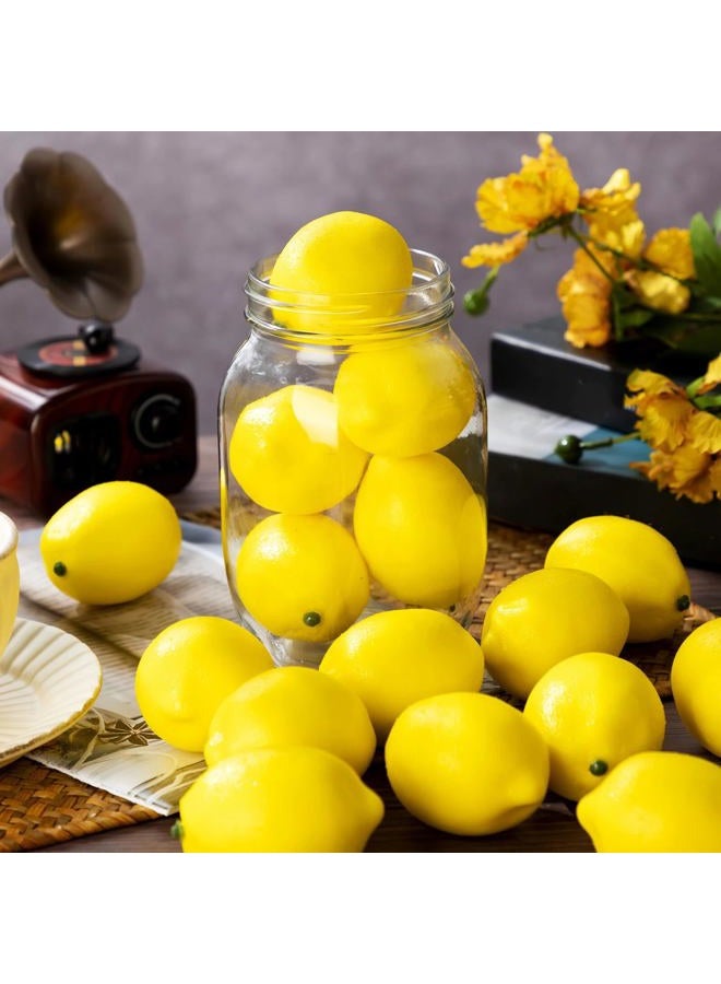 Cindeer Fake Lemons Fake Fruit Faux Yellow Lemon Decor Lifelike Simulation Artificial Fruit for Party Table Summer Kitchen Vase Filler Wreath Garland Photography Decoration(3.1 x 2.1 Inch,60 Pcs) - Image 3