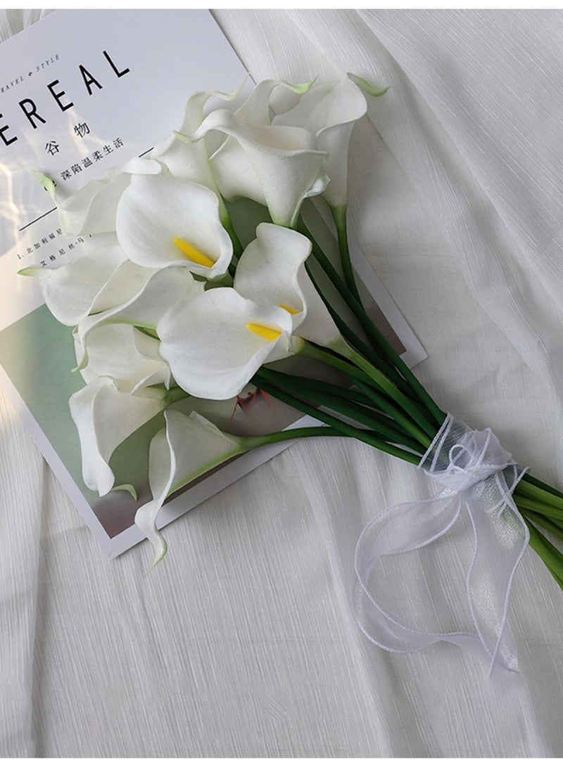 Artificial White Calla Lily Bouquet – 6pcs Realistic Touch Flowers for Weddings, Valentine's Day, Mother's Day, Home & Office Decor, Photography Props, and Holiday Gifts | Elegant Handheld Arrangement | Maintenance-Free Floral Decoration for Living Room, Bedroom, Events & Seasonal Displays - Image 1