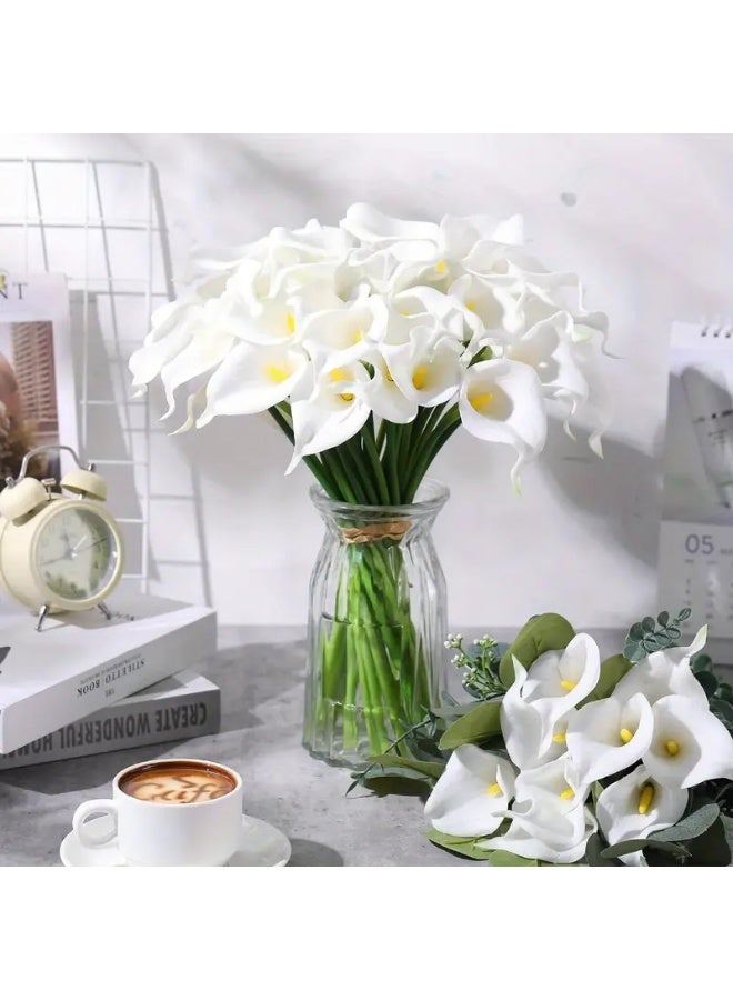 Artificial White Calla Lily Bouquet – 6pcs Realistic Touch Flowers for Weddings, Valentine's Day, Mother's Day, Home & Office Decor, Photography Props, and Holiday Gifts | Elegant Handheld Arrangement | Maintenance-Free Floral Decoration for Living Room, Bedroom, Events & Seasonal Displays - Image 2