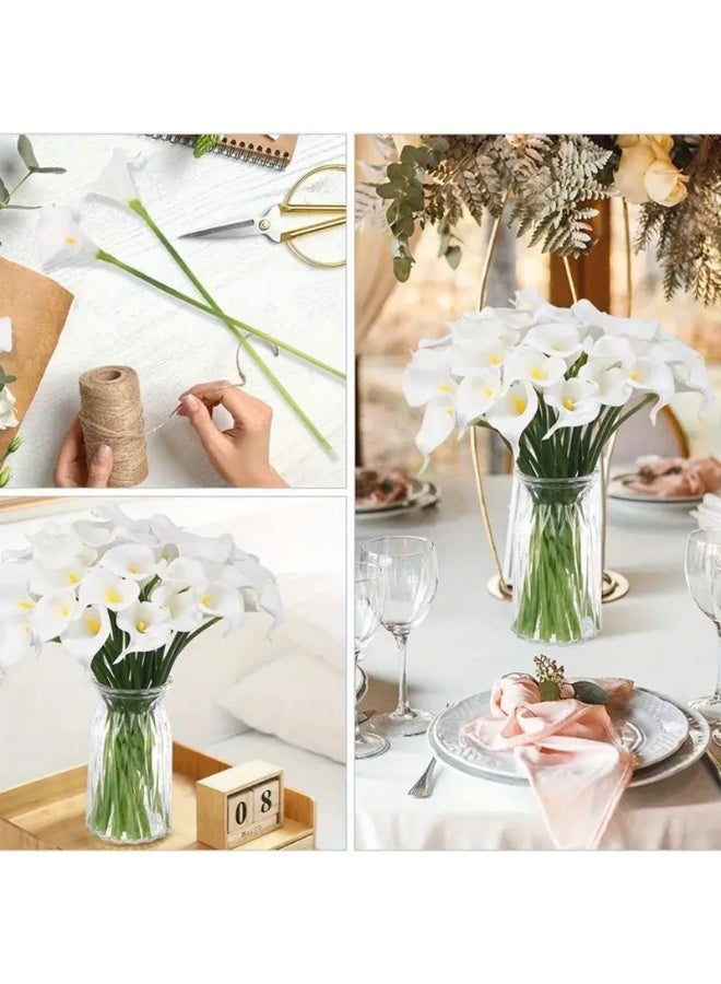 Artificial White Calla Lily Bouquet – 6pcs Realistic Touch Flowers for Weddings, Valentine's Day, Mother's Day, Home & Office Decor, Photography Props, and Holiday Gifts | Elegant Handheld Arrangement | Maintenance-Free Floral Decoration for Living Room, Bedroom, Events & Seasonal Displays - Image 3