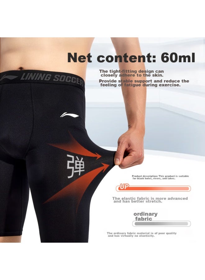 Li-ning Compression Shorts, Quick-dry, High-elasticity, Breathable, Men's Knee-length Sports Shorts, Black - Image 3
