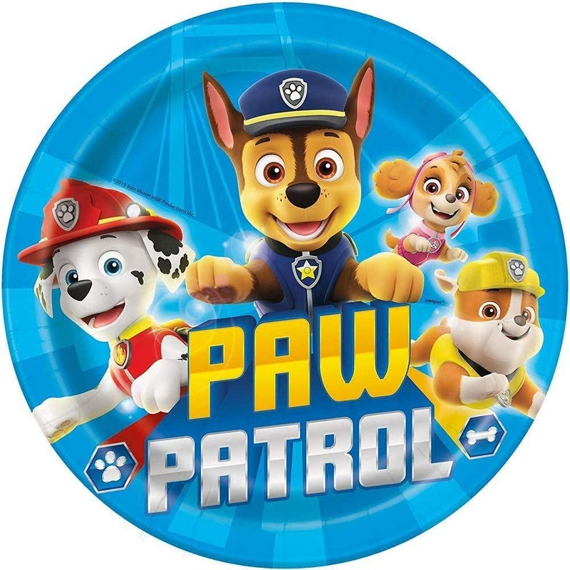 Unique Paw Patrol Multicolor Round Paper Dinner Plates - 9"" (Pack of 8) - Disposable Party Tableware for Kids Birthdays & Celebrations