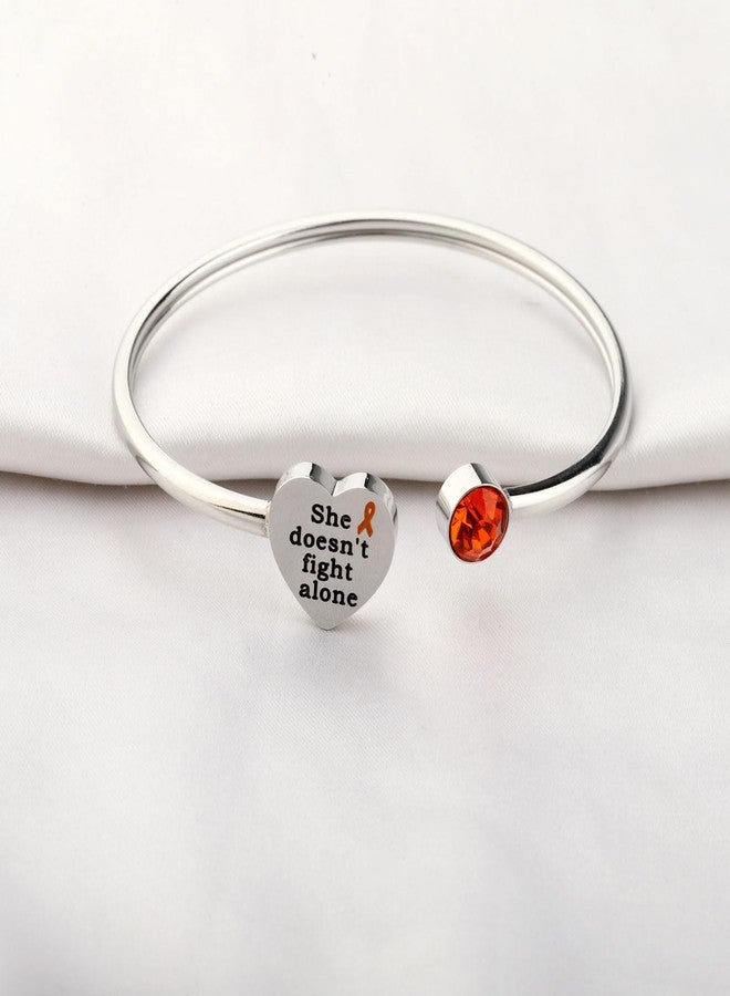 BNQL Orange Ribbon Leukemia Cancer Bracelet - Stainless Steel Bangle - She Doesn't Fight Alone - Gift for Cancer Survivor or Supporter - Image 5