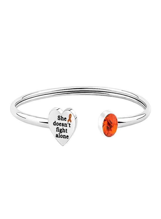 BNQL Orange Ribbon Leukemia Cancer Bracelet - Stainless Steel Bangle - She Doesn't Fight Alone - Gift for Cancer Survivor or Supporter - Image 3