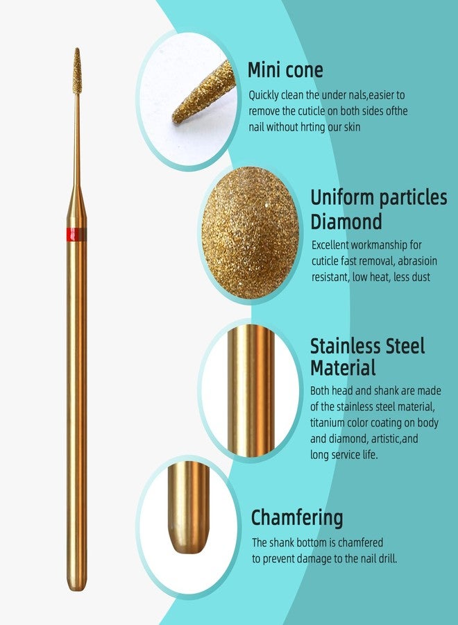 HYTOOS 1mm Mini Cone Cuticle Clean Nail Drill Bit, Titanium Series Russian Diamond Nail Bits Professional Safety Under Nail Cleaner for Cuticle Dead Skin, Electric Nails Accessories, Fine - Image 5