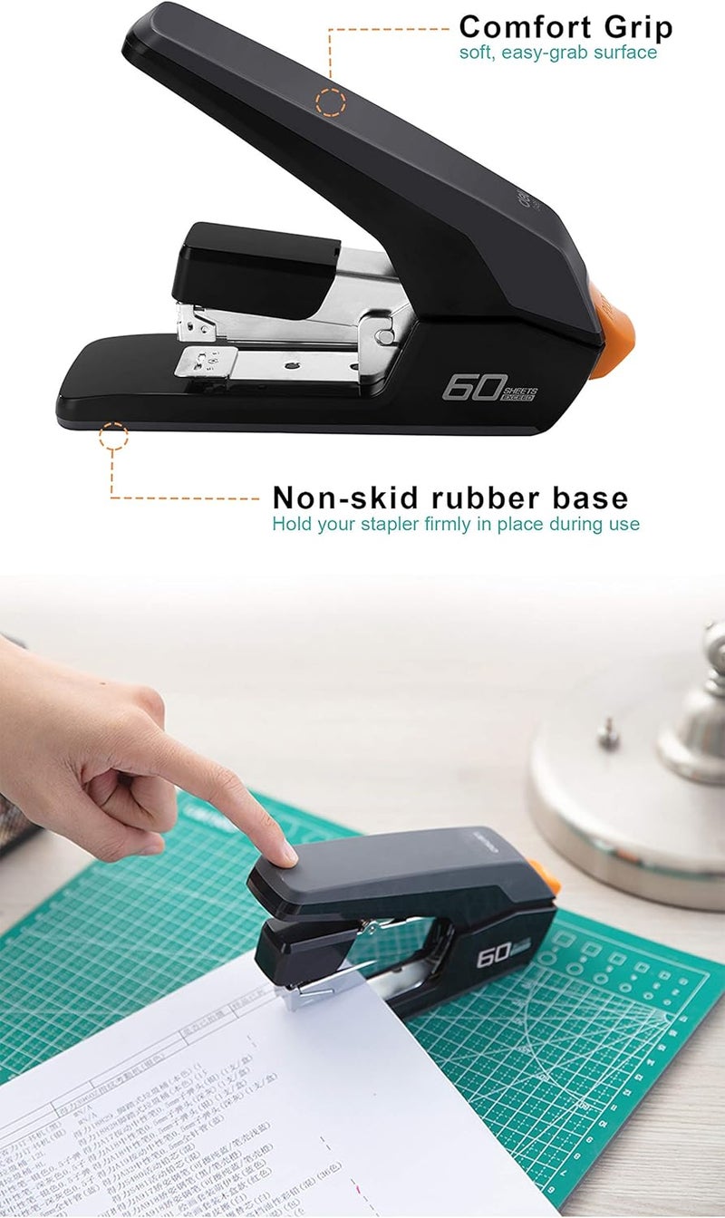 Leven Deli Effortless Heavy Duty Stapler, One Touch Stapling, Easy to Load Ergonomic Stapler, 60 Sheet Capacity, Includes 2000 Staples and Staple Remover for Desktop - Image 4