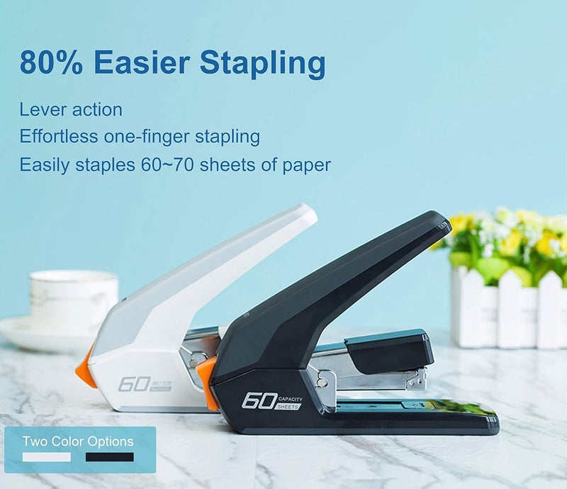 Leven Deli Effortless Heavy Duty Stapler, One Touch Stapling, Easy to Load Ergonomic Stapler, 60 Sheet Capacity, Includes 2000 Staples and Staple Remover for Desktop - Image 3