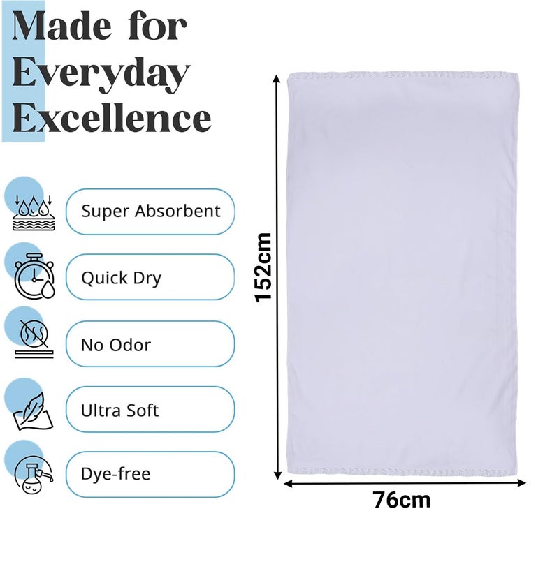 Kuber Industries Kuber Industries Cotton Bath Towel for Women | Super Soft Swimming & Bathing Towel | 30x60 Inch | Travel Cotton Towel & Gamcha | White  - Image 3