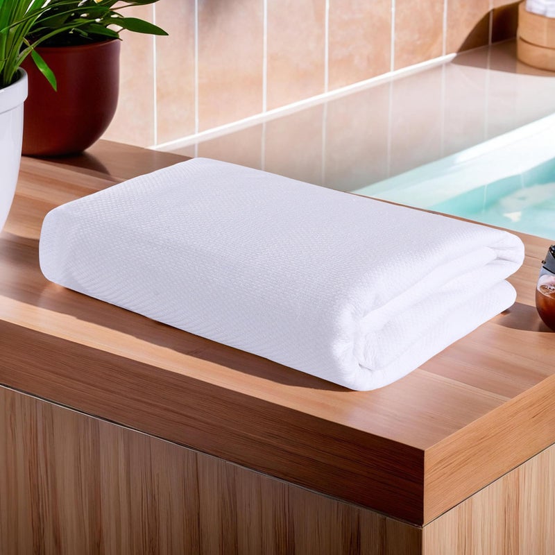 Kuber Industries Kuber Industries Cotton Bath Towel for Women | Super Soft Swimming & Bathing Towel | 30x60 Inch | Travel Cotton Towel & Gamcha | White  - Image 1