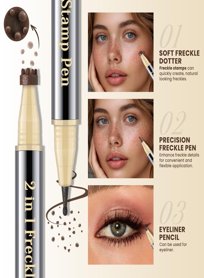 Noerrors Dual Ended Freckle Stamp Makeup Pen, 2 in 1 Quick Dry Waterproof Faux Freckles Stain Pencil, Natural Lifelike Waterproof Soft Dot Magic Light&Dark Brown Freckle Marker Pen Sunkissed Makeup - Image 3
