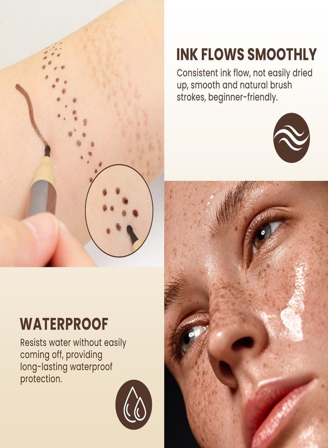 Noerrors Dual Ended Freckle Stamp Makeup Pen, 2 in 1 Quick Dry Waterproof Faux Freckles Stain Pencil, Natural Lifelike Waterproof Soft Dot Magic Light&Dark Brown Freckle Marker Pen Sunkissed Makeup - Image 4