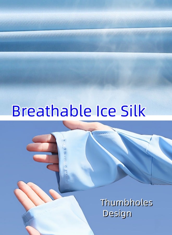 بيوينتي Women's Upf50+ Uv Sun Protection Ice Silk Clothing Long Sleeve Athletic Cycling Shirts Lightweight Breathable Hoodie Zip Up Outdoor Jacket - Image 5