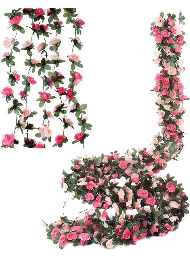 5 Pack 98 Inch Flower Garland Fake Rose Vine Artificial Flower Hanging Rose Ivy Flower Plants Artificial Home Hotel Office Weddin Party Garden Craft Art Décor Pink