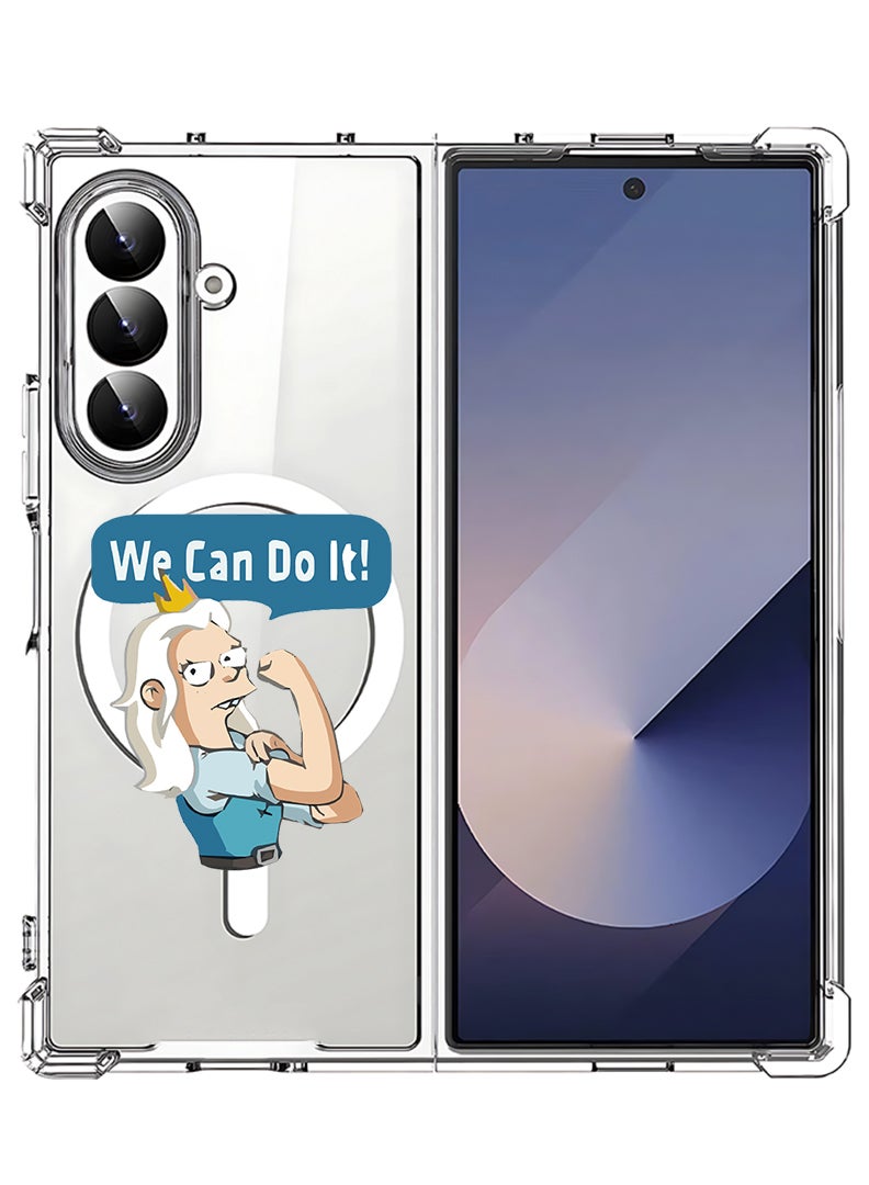 Theodor Magnetic Case for Samsung Galaxy Z Fold 7 Compatible with MagSafe Wireless Charging, Shockproof Phone Bumper Cover We can do it-01 - Image 1