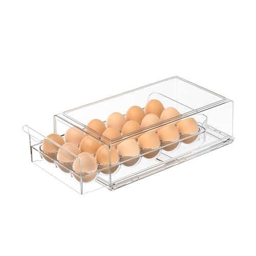 APLOP Egg Storage for Refrigerator, Stackable 18 Egg Holder for Fridge, BPA Free Refrigerator Organizer Bins, Transparent Egg Dispenser - Image 1