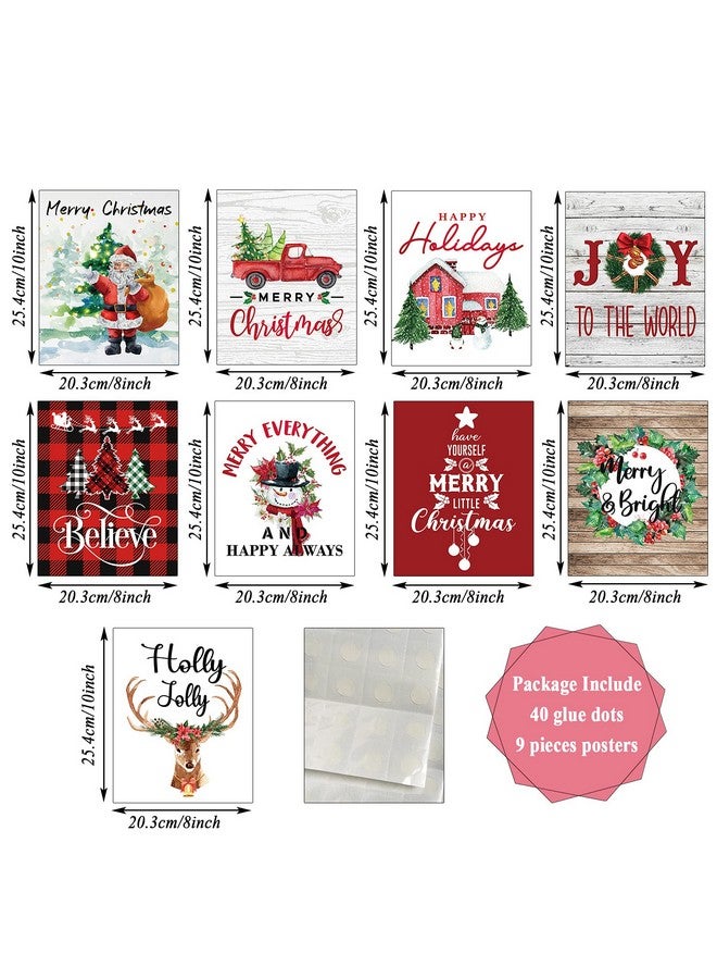 تفكس جيه 9 قطع من فنون الحائط لعيد الميلاد، ديكورات حائط غرفة النوم، مطبوعات فنية جدارية لعيد الميلاد، ملصقات لديكور غرفة المعيشة والمكتب، لوحات لافتات عيد الميلاد (8 × 10 بوصة بدون إطار) - Image 2