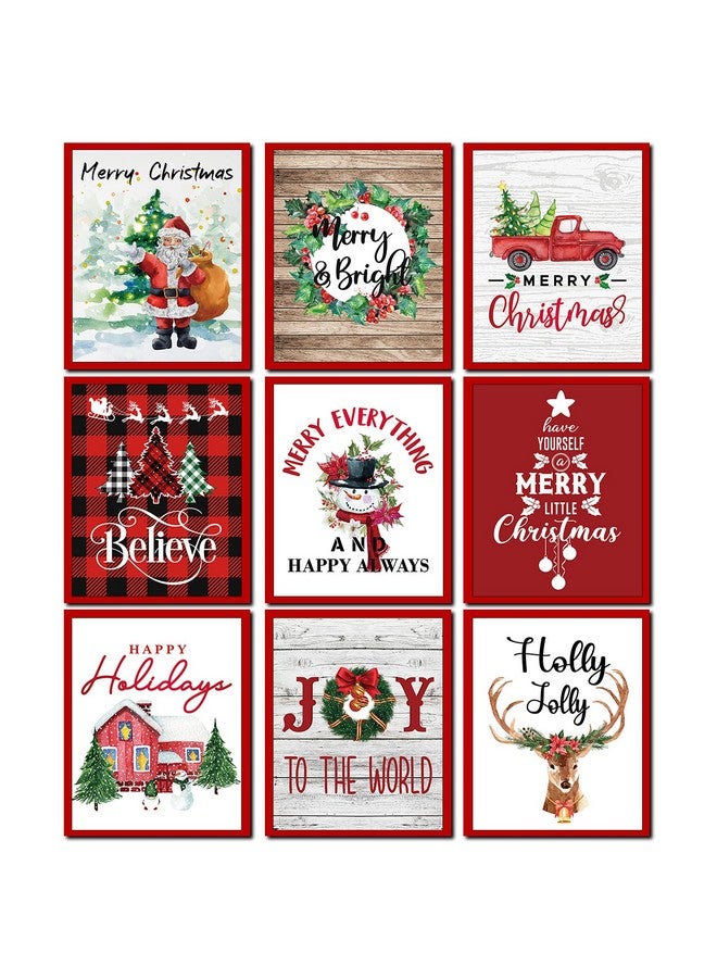 تفكس جيه 9 قطع من فنون الحائط لعيد الميلاد، ديكورات حائط غرفة النوم، مطبوعات فنية جدارية لعيد الميلاد، ملصقات لديكور غرفة المعيشة والمكتب، لوحات لافتات عيد الميلاد (8 × 10 بوصة بدون إطار) - Image 1