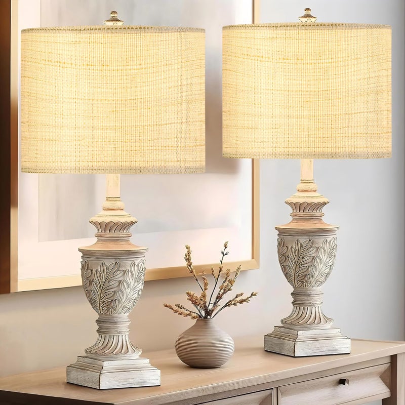 GO&SO Medium Drum Lamp Shades Set of 2 Woven Lampshades, 13" L x 13" H (E26 Spider),Farmhouse Lampshades for Table Lamp & Bedside Lamps, Replacement Lamp Shade In Hand Crafted,Easy Assembly Required - Image 4