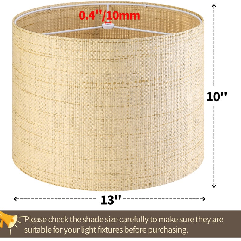 GO&SO Medium Drum Lamp Shades Set of 2 Woven Lampshades, 13" L x 13" H (E26 Spider),Farmhouse Lampshades for Table Lamp & Bedside Lamps, Replacement Lamp Shade In Hand Crafted,Easy Assembly Required - Image 2