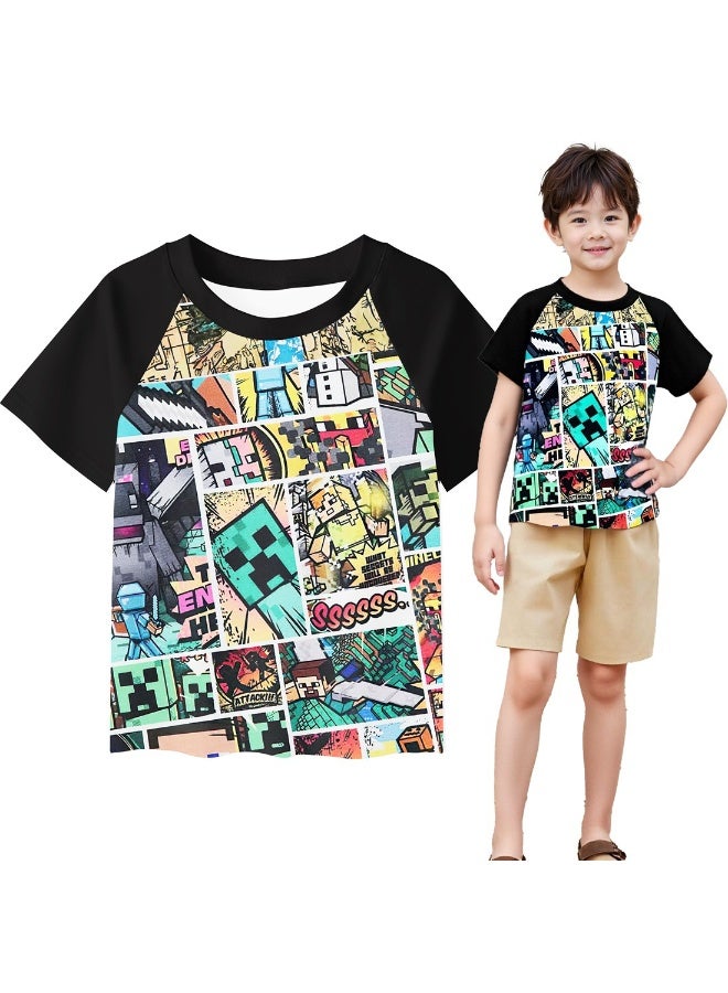 ماين كرافت بكسل نمط تي شيرت لطيف صبي الأطفال قصيرة الأكمام هدية للعائلة والأصدقاء - Image 2