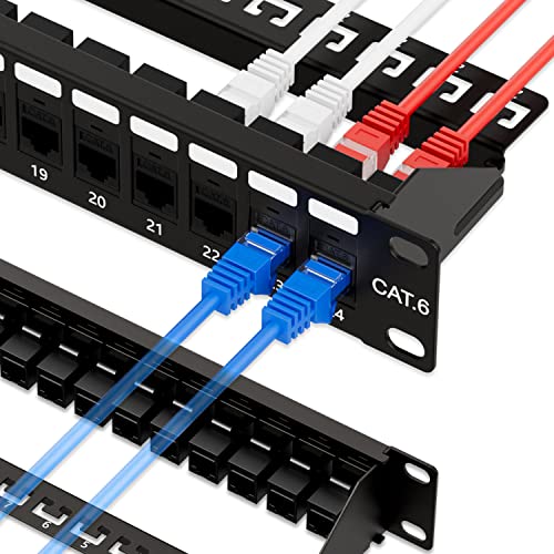 iwillink 10Gbps Patch Panel 24 Port, RJ45 Through Coupler Cat6 Patch Panel UTP 19-Inch 1U with Back Bar, Wallmount or Rackmount, Compatible with Cat5, Cat5e, Cat6 Cabling - Image 1