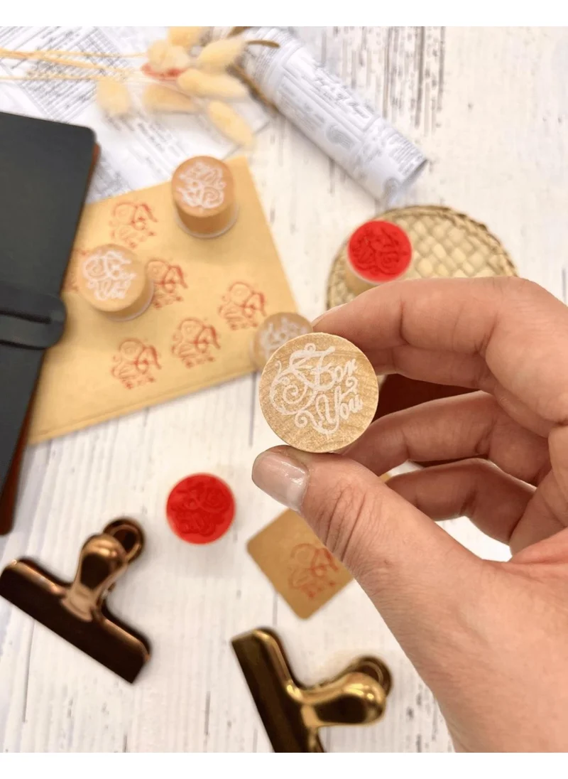 Kağıt Gemi Dükkan Paper Ship Shop Mini Wooden Circular Vintage For You Patterned Seal / Stamp / Stamp / Book Seal Stamp / Seal