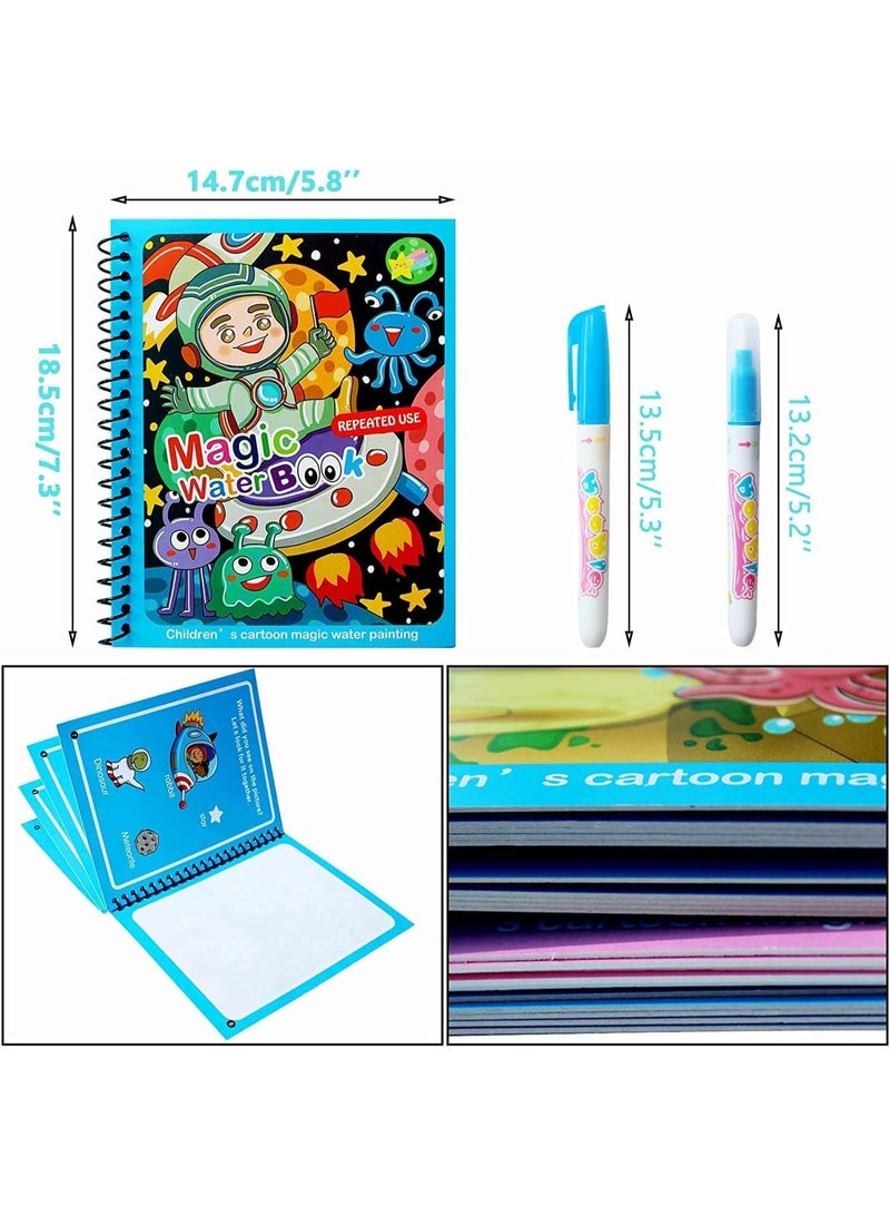Magic Water Colouring Book, Children Reusable Drawing Book with Pen, Early Education Doodle Painting Toys for Kids Boys Girls Ages 2 3 4 Years Plus Educational Learning Gifts 4pcs - Image 2