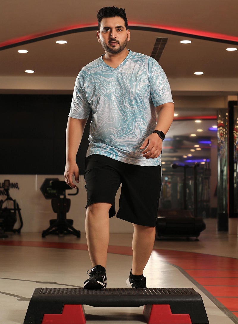 Instafab Plus Men's Icy Blue Fluid Activewear T-Shirt - Image 5