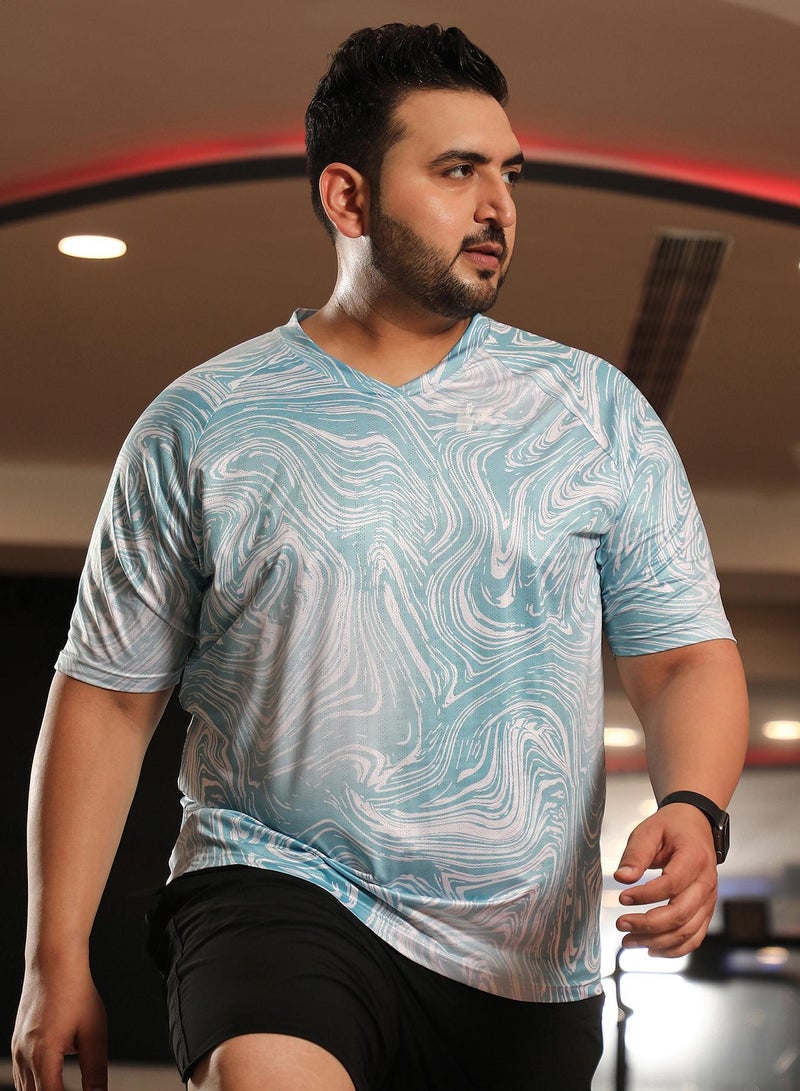 Instafab Plus Men's Icy Blue Fluid Activewear T-Shirt - Image 2