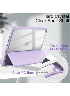 Jetech Case For Ipad 10.2-Inch 9Th 8Th 7Th Generation 2021 2020 2019 With Pencil Holder Clear Transparent Back Shell Slim Stand Shockproof Tablet Cover Auto Wake Sleep Light Purple  - Image 3