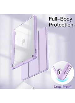 Jetech Case For Ipad 10.2-Inch 9Th 8Th 7Th Generation 2021 2020 2019 With Pencil Holder Clear Transparent Back Shell Slim Stand Shockproof Tablet Cover Auto Wake Sleep Light Purple  - Image 4