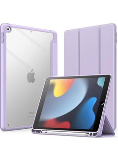 Jetech Case For Ipad 10.2-Inch 9Th 8Th 7Th Generation 2021 2020 2019 With Pencil Holder Clear Transparent Back Shell Slim Stand Shockproof Tablet Cover Auto Wake Sleep Light Purple  - Image 1