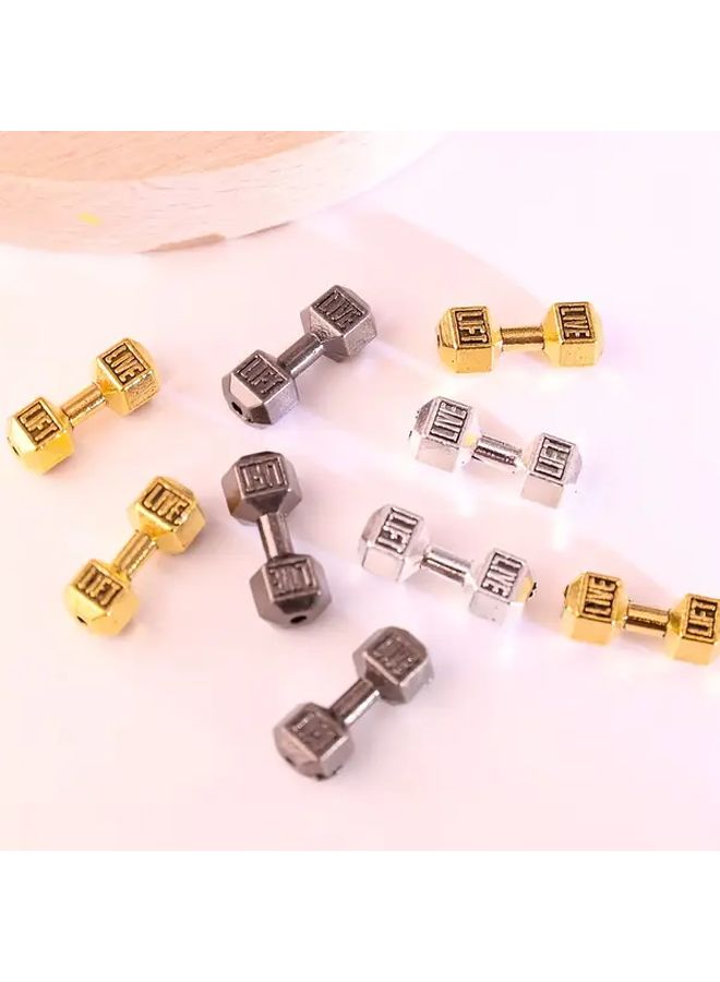 15 Pcs Black Zinc Alloy Gym Weight Plates Spacers And Beads Compatible With Dumbbells Barbells Fitness Beads For Jewelry Making DIY Crafts Keychains Earrings Durable Multi Purpose Spacers - Image 2