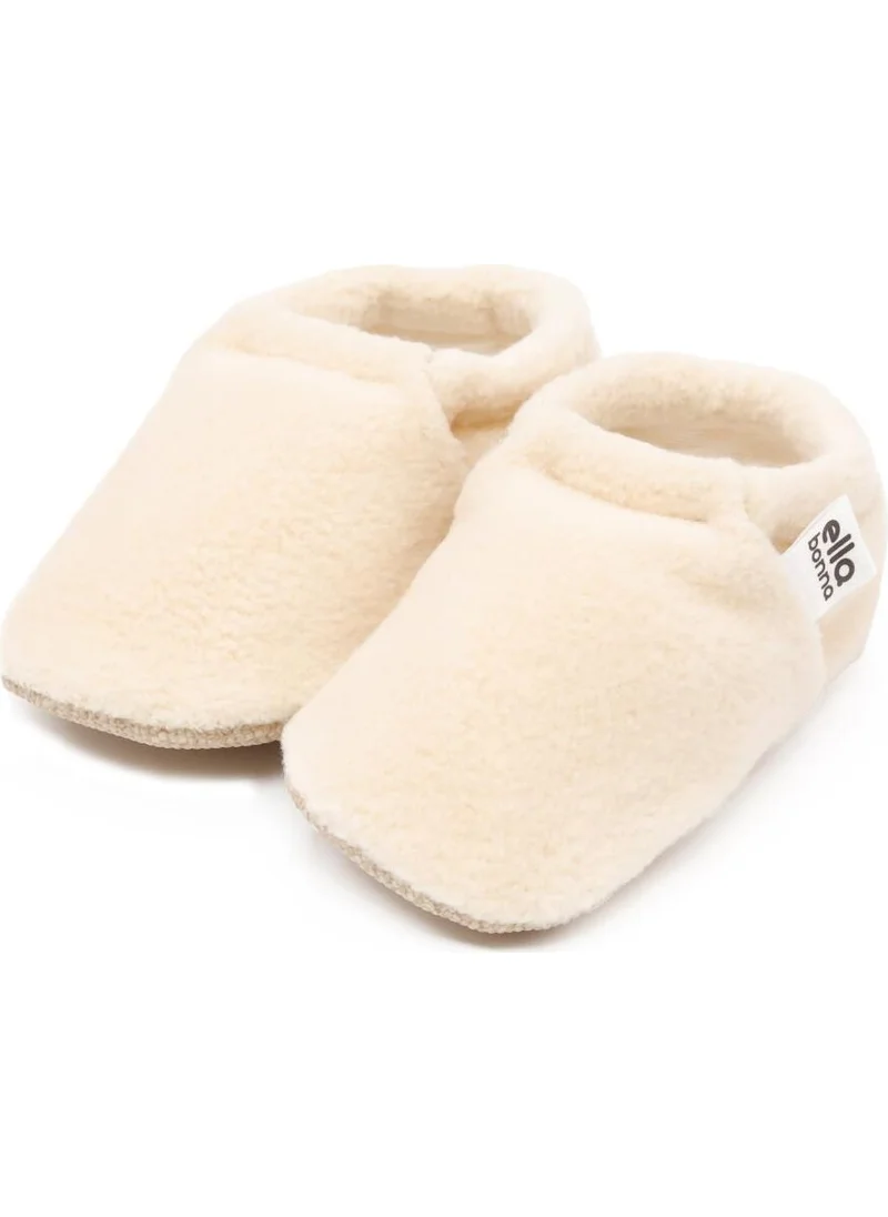 Ella Bonna Polar Baby Slippers Home Booties Non-Slip Sole Organic Cotton Lining Nursery Shoes Beige