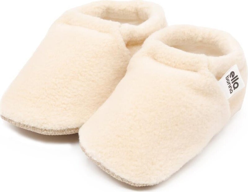 Ella Bonna Polar Baby Slippers Home Booties Non-Slip Sole Organic Cotton Lining Nursery Shoes Beige  - Image 1