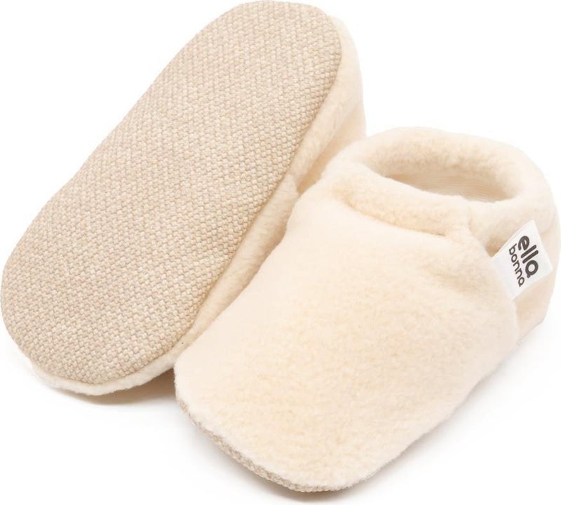 Ella Bonna Polar Baby Slippers Home Booties Non-Slip Sole Organic Cotton Lining Nursery Shoes Beige  - Image 3