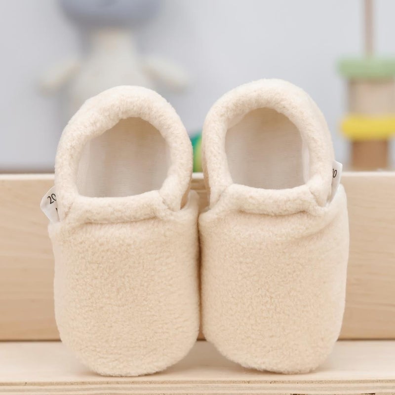 Ella Bonna Polar Baby Slippers Home Booties Non-Slip Sole Organic Cotton Lining Nursery Shoes Beige  - Image 4