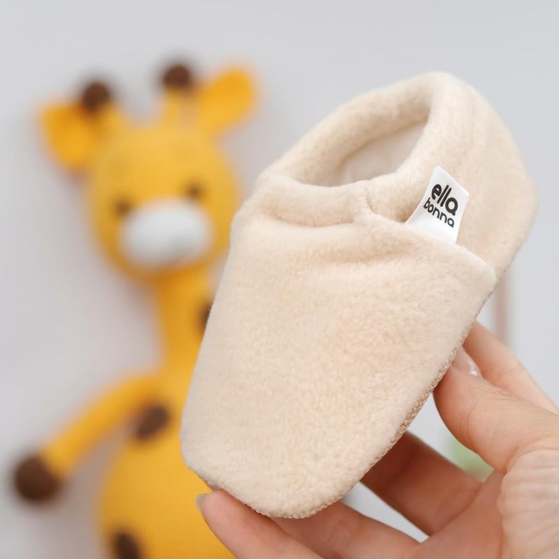 Ella Bonna Polar Baby Slippers Home Booties Non-Slip Sole Organic Cotton Lining Nursery Shoes Beige  - Image 5