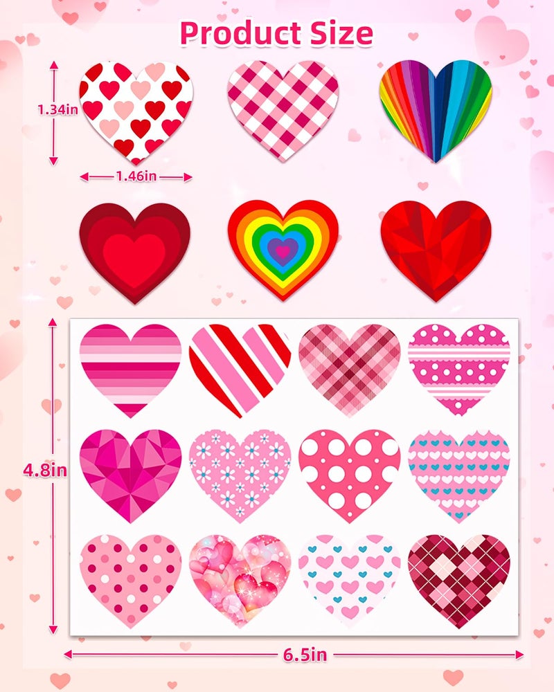 Ozepao 32 Sheets Heart Stickers  384 Pcs Valentines Day Stickers For Kids  Holiday Sticker For Envelopes  Cards Or Gifts Bags Decor (48 Designs 8 Each) - Image 3