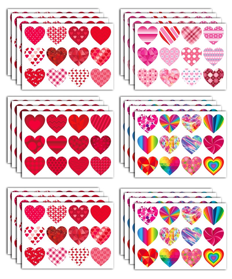 Ozepao 32 Sheets Heart Stickers  384 Pcs Valentines Day Stickers For Kids  Holiday Sticker For Envelopes  Cards Or Gifts Bags Decor (48 Designs 8 Each) - Image 1